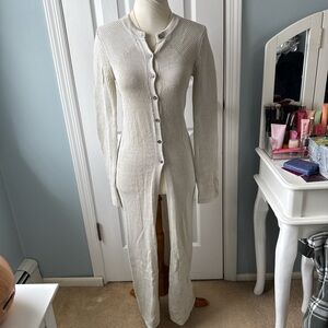 Cream Knit Button-Up Cardigan